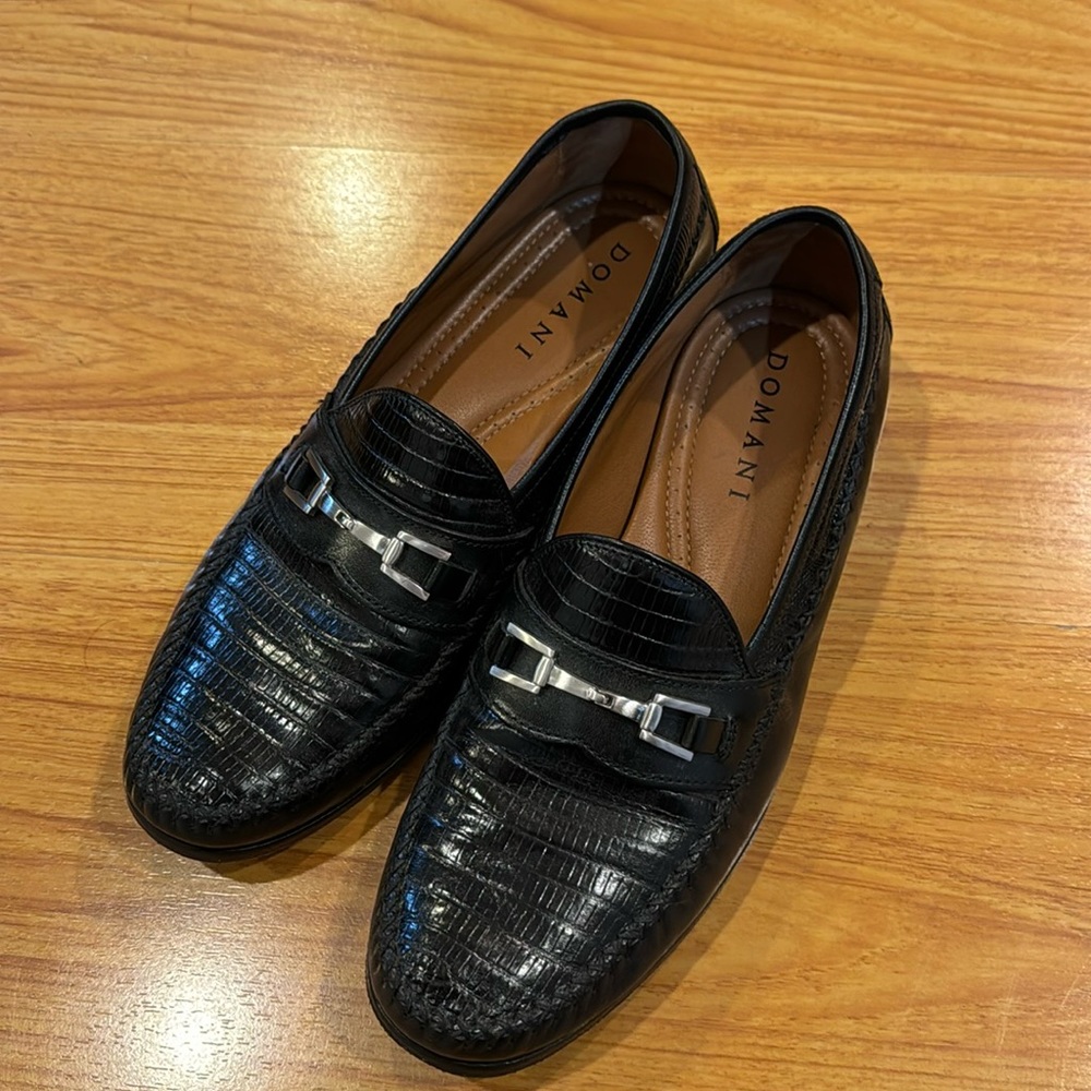MEN DOMANI LEATHER SHOES 10 LOAFER SLIP ON